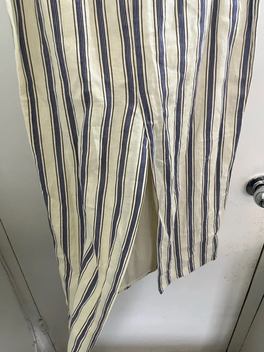 Mango Cream Maxi Skirt with Navy Vertical Stripes - Picture 4 of 9